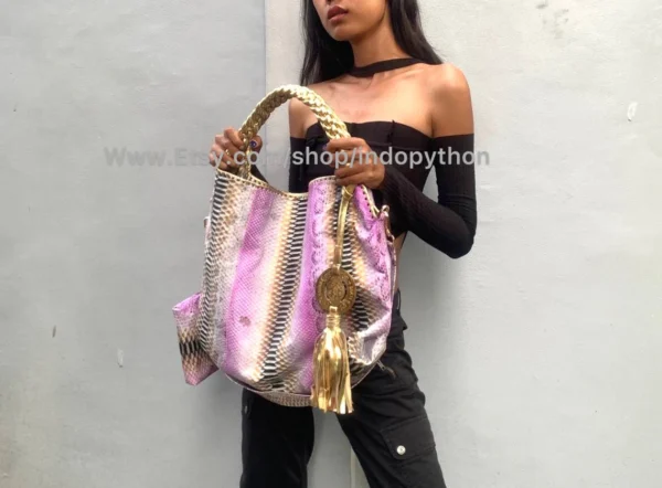 Pink Python Hobo Bag