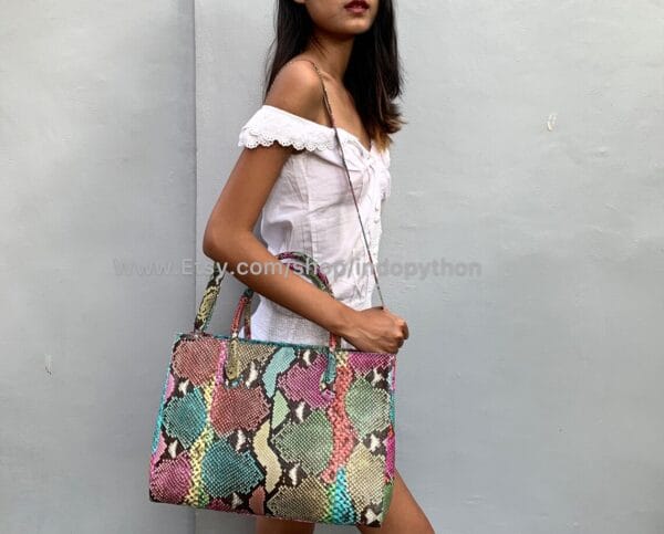 Rainbow Python Tote Bag