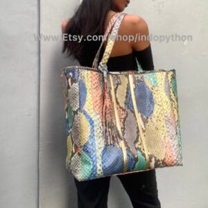 Rainbow Python Tote Handbag