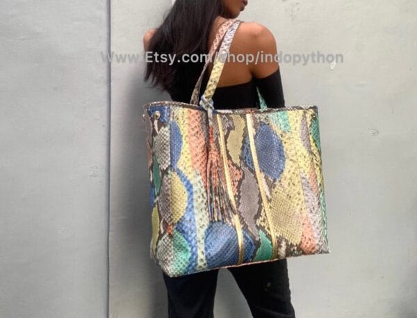 Rainbow Python Tote Handbag