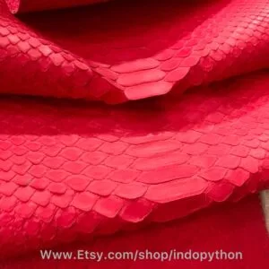 Red Genuine Python Leather