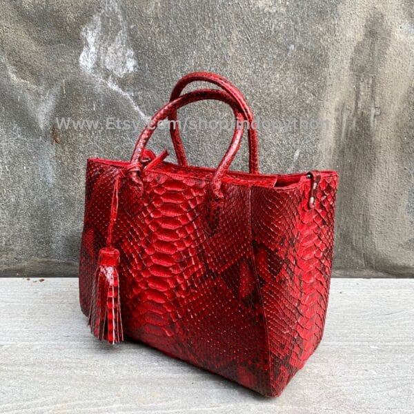 Red Python Leather Handbag