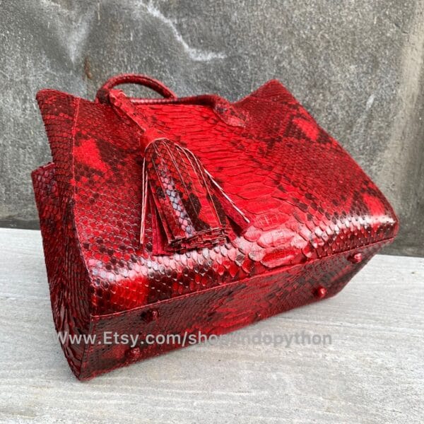 Red Python Leather Handbag