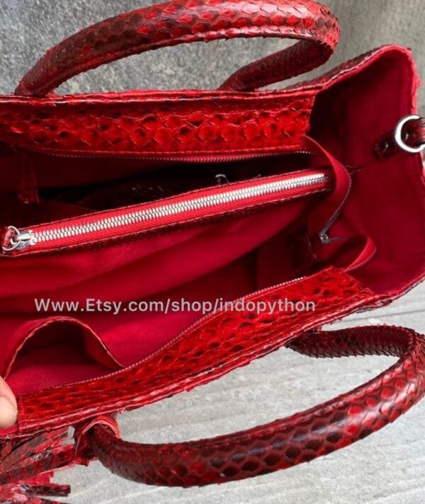 Red Python Leather Handbag