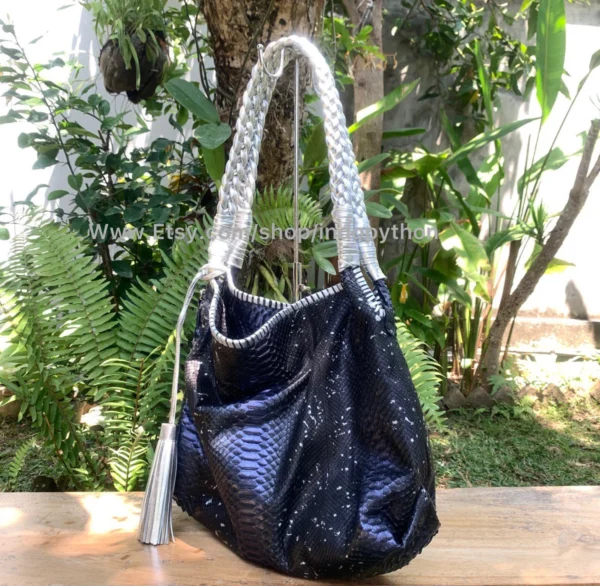 Sleek Black Python Bag