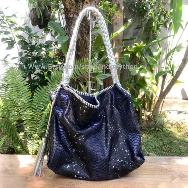 Sleek Black Python Bag