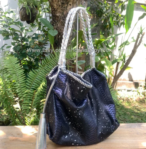 Sleek Black Python Bag