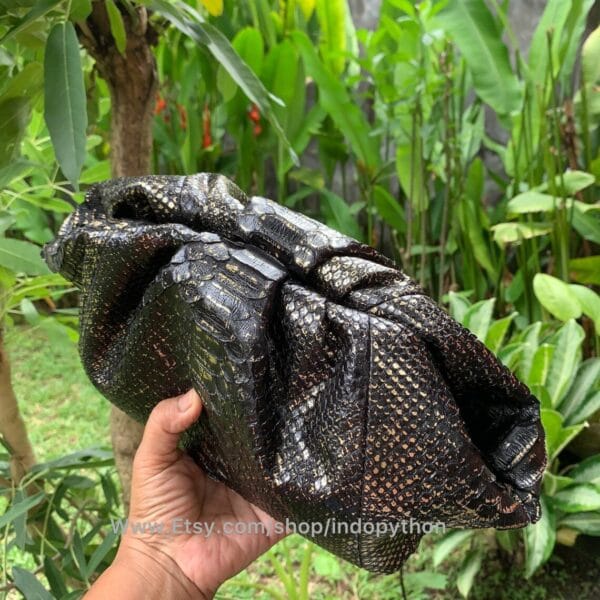 Sleek Black Python Cloud Bag