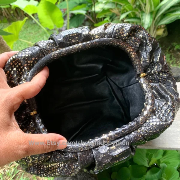 Sleek Black Python Cloud Bag