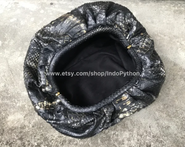 Classic Black Python Cloud Bag