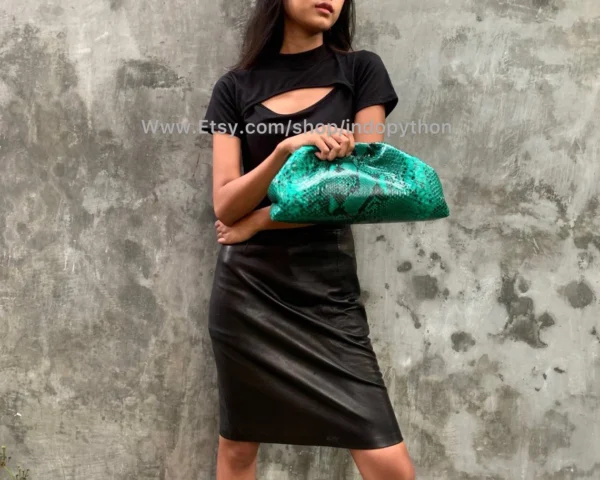 Vibrant Green Python Cloud Bag