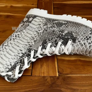 Black Python Leather Combat Boots