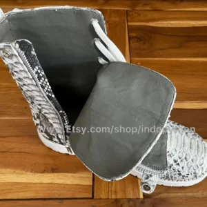Black Python Leather Combat Boots