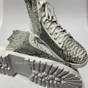Black & White Python Leather Ankle Boots 1