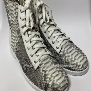 Black & White Python Leather Ankle Boots 1