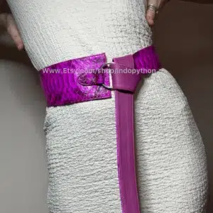 Fuchsia Python Leather Waist Belt