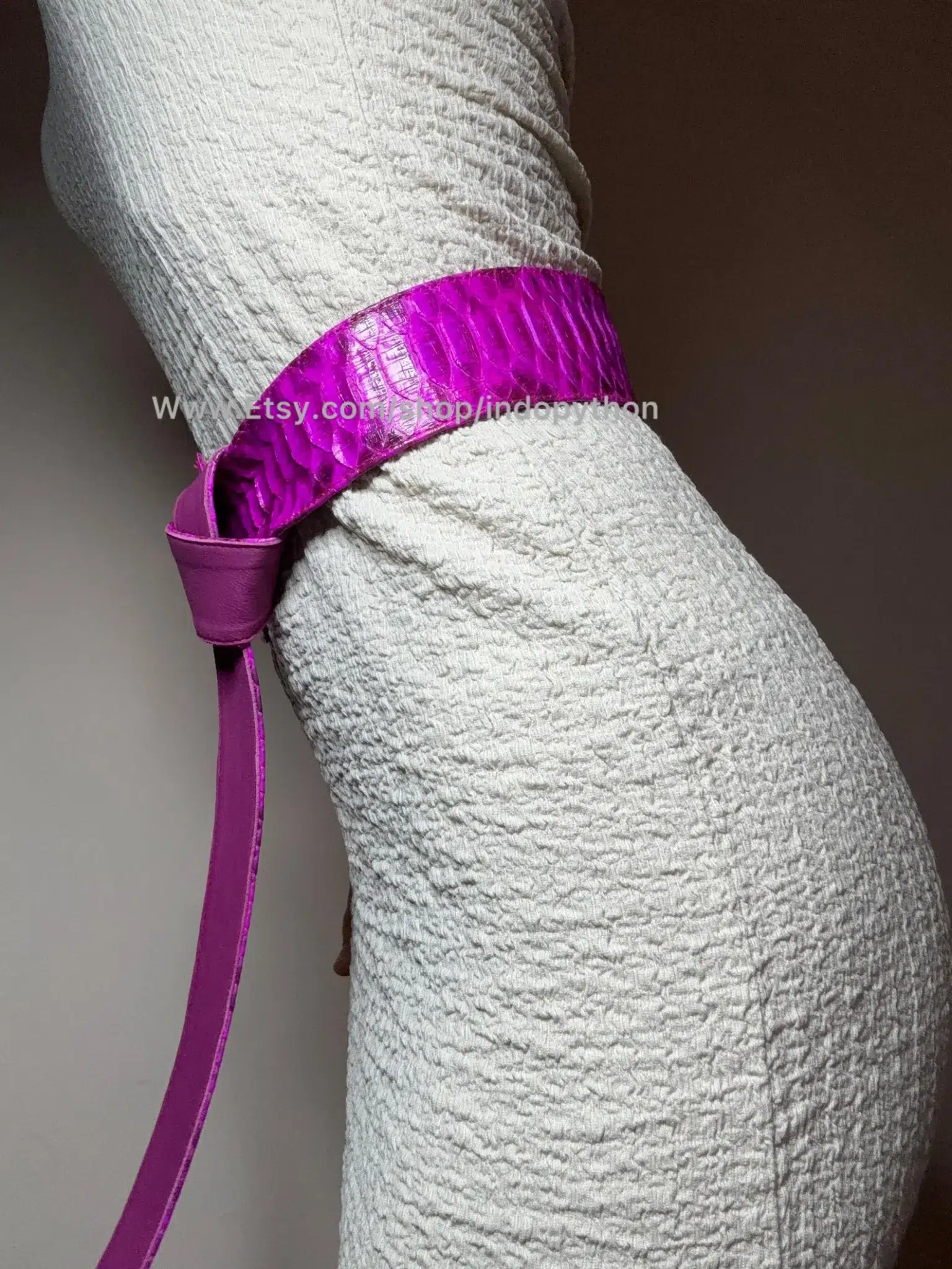 Fuchsia Python Leather Waist Belt
