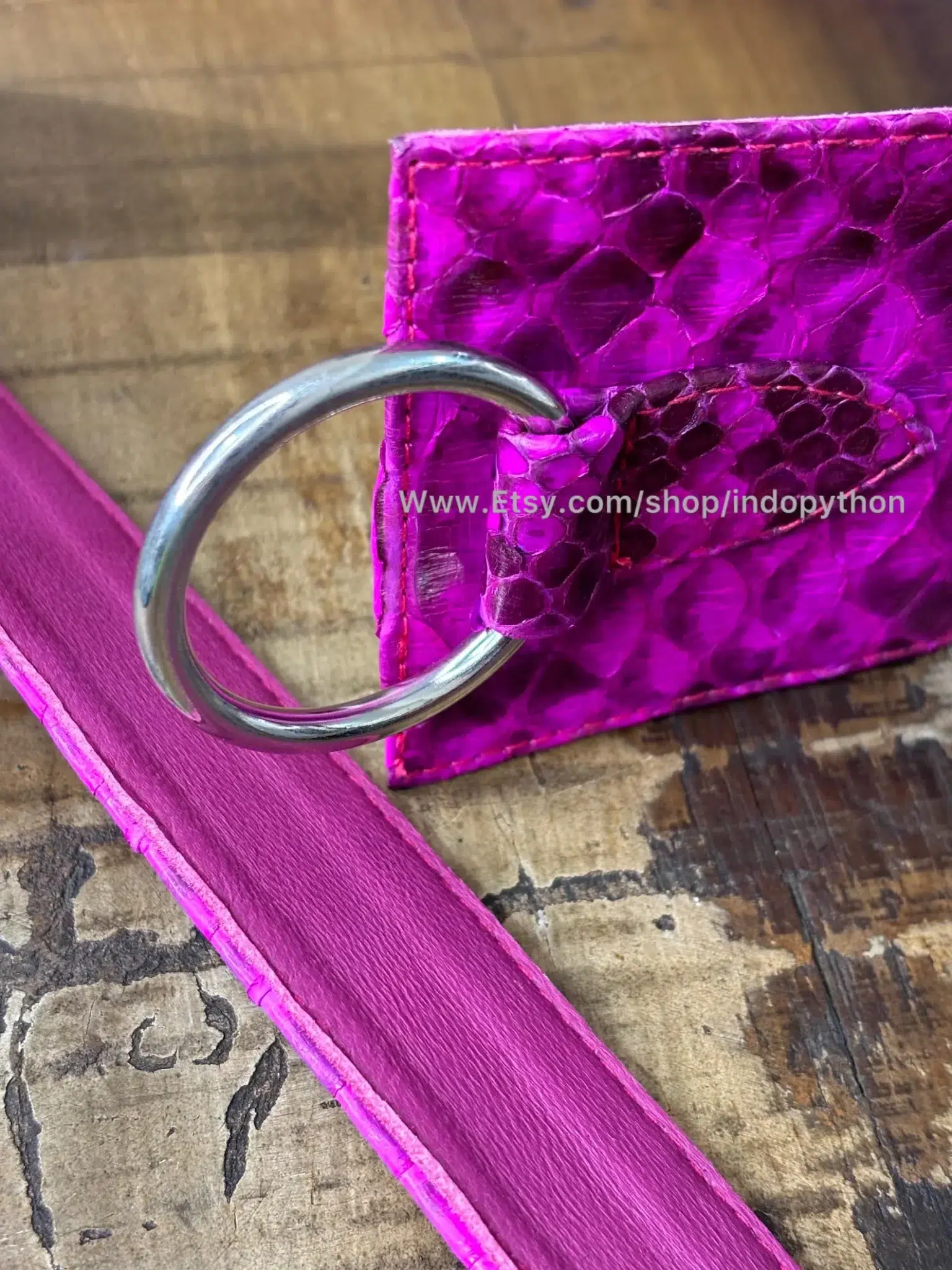 Fuchsia Python Leather Waist Belt