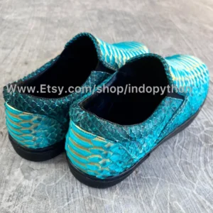 Green Gold Python Leather Slip-On Sneakers