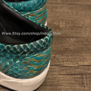 Green Gold Python Leather Slip-On Sneakers