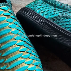 Green Gold Python Leather Slip-On Sneakers