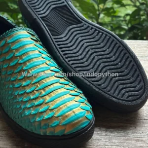 Green Gold Python Leather Slip-On Sneakers