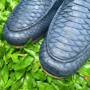 Handmade Navy Blue Python Leather Loafers | IndoPython