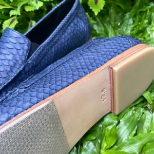Handmade Navy Blue Python Leather Loafers | IndoPython
