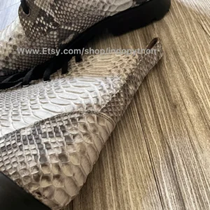 Black Python Leather Combat Boots