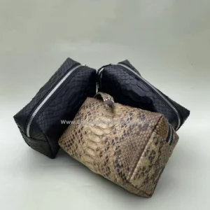 Python Leather Cosmetic Pouch