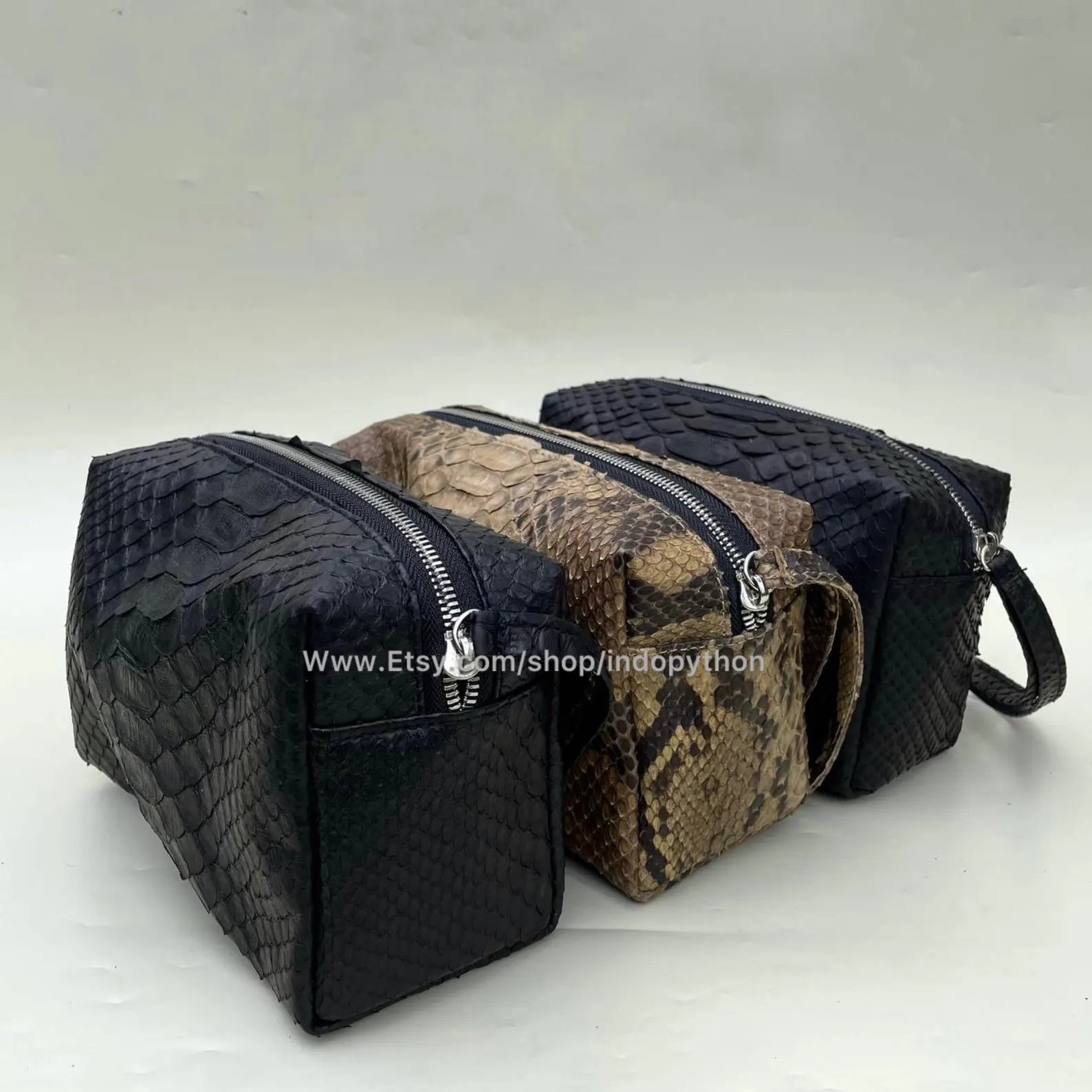 Python Leather Cosmetic Pouch
