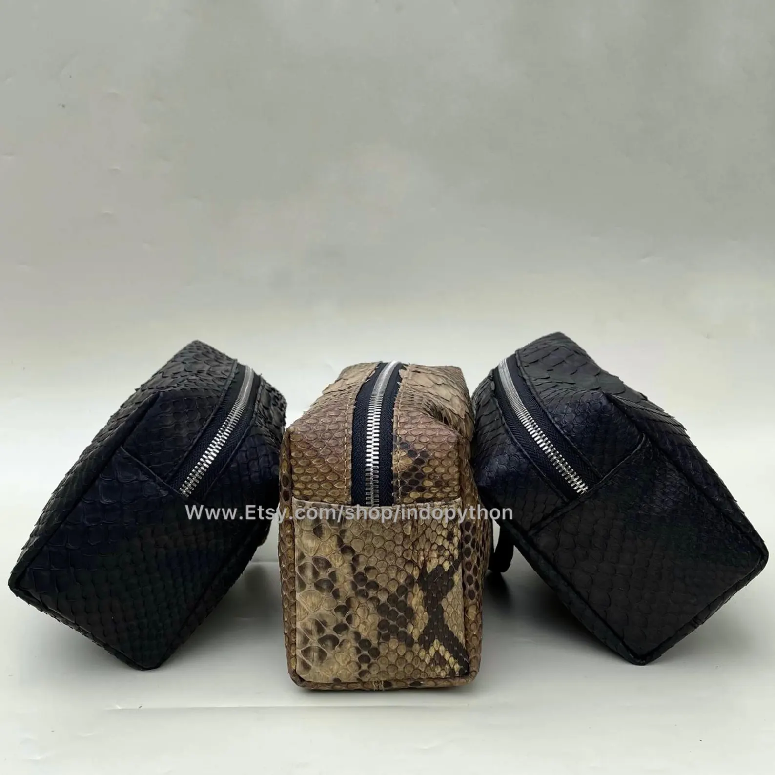 Python Leather Cosmetic Pouch