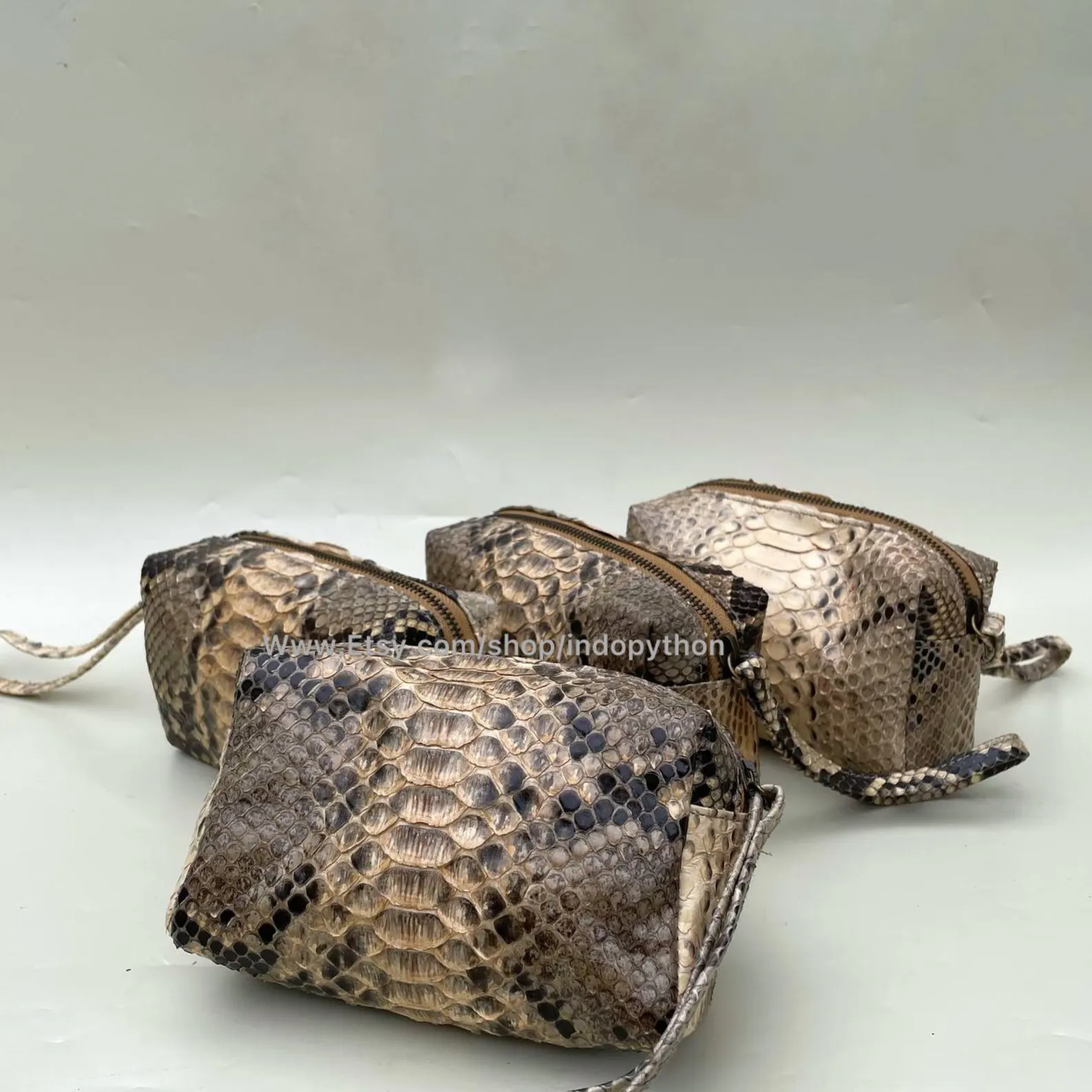 Python Leather Cosmetic Pouch