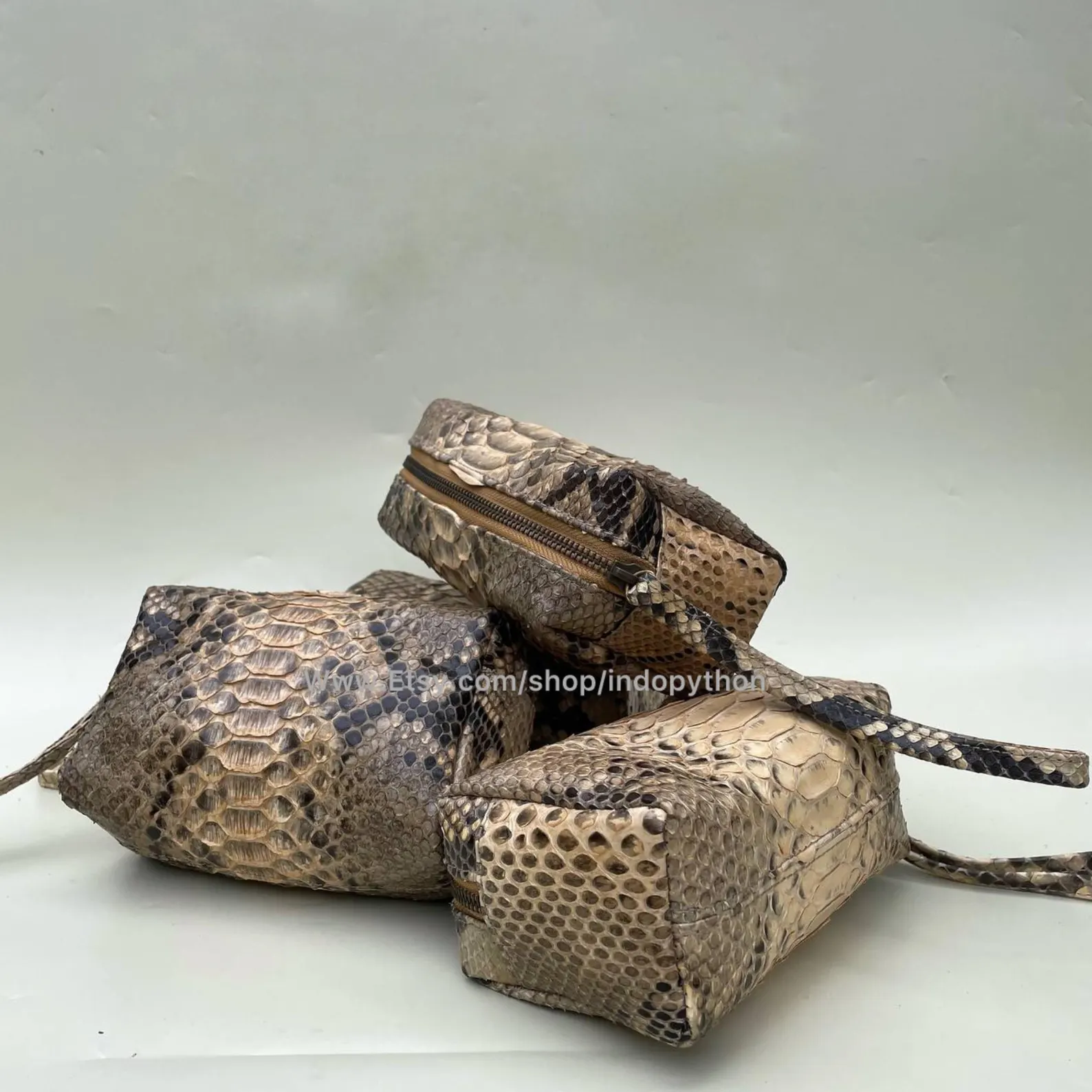 Python Leather Cosmetic Pouch