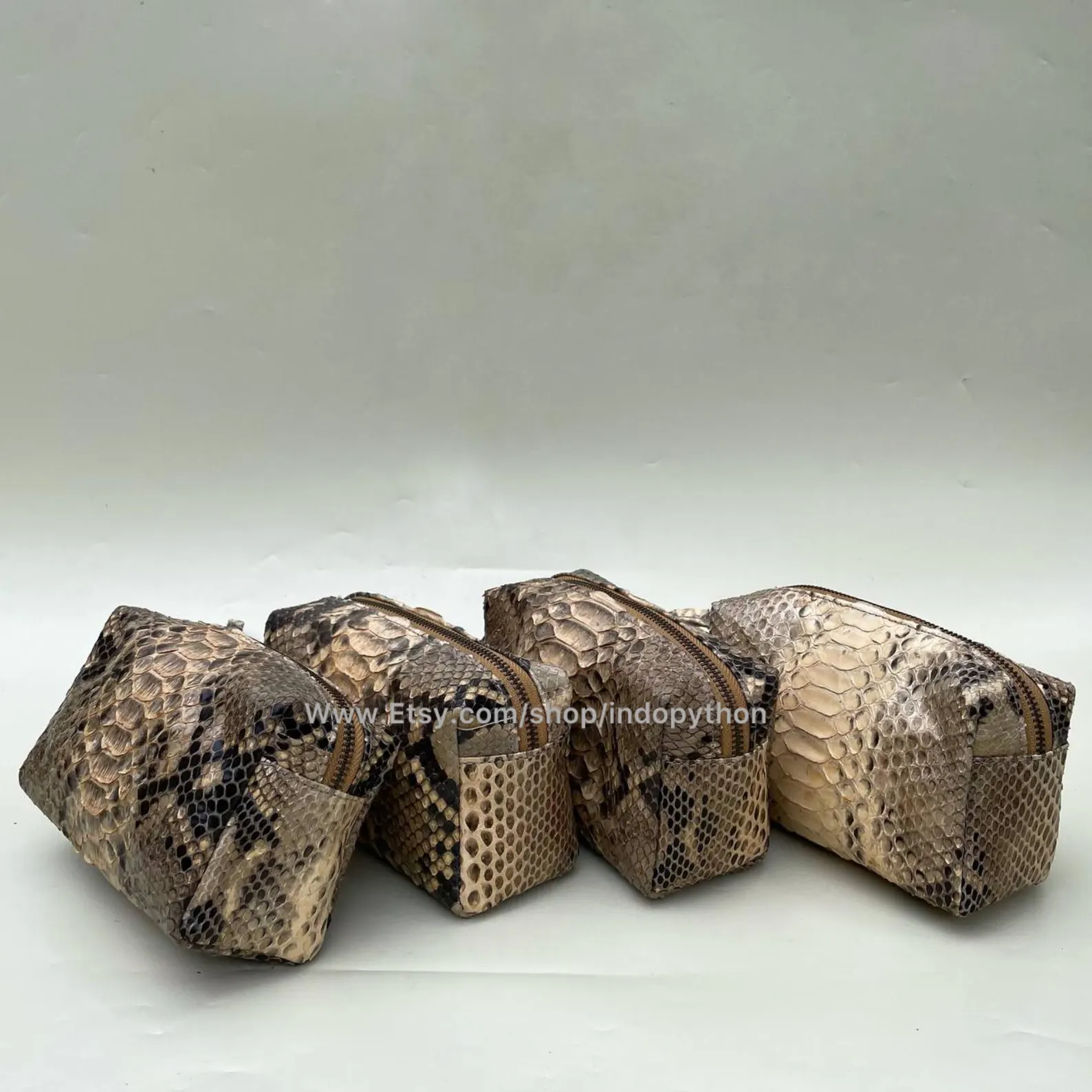 Python Leather Cosmetic Pouch